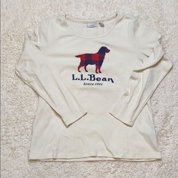 L LL Bean christmas dog themed pajama top - Picture 1 of 14